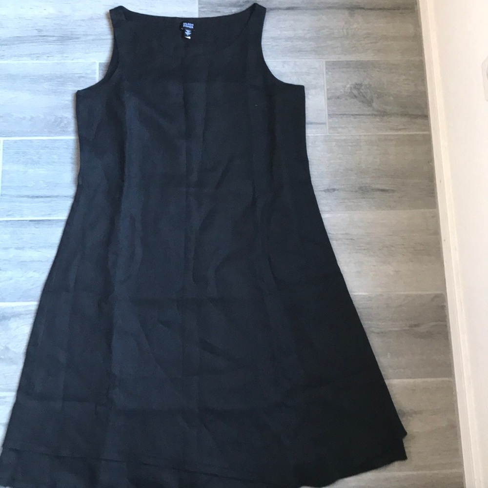 Eileen Fisher Black Double Layer Linen Dress